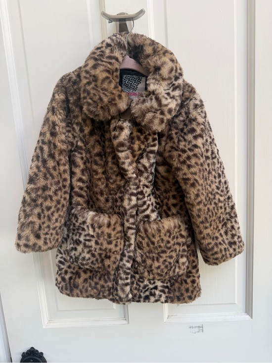 Kensie Girl Other - NWOT Kensie Girl 4 Leopard Print Faux Fur Warm Puffer Pea Coat - Brown